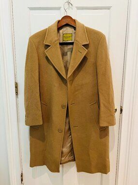 Vintage Montecristo Camel Wool Cashmere Blend Overcoat Coat Jacket Size 40 R